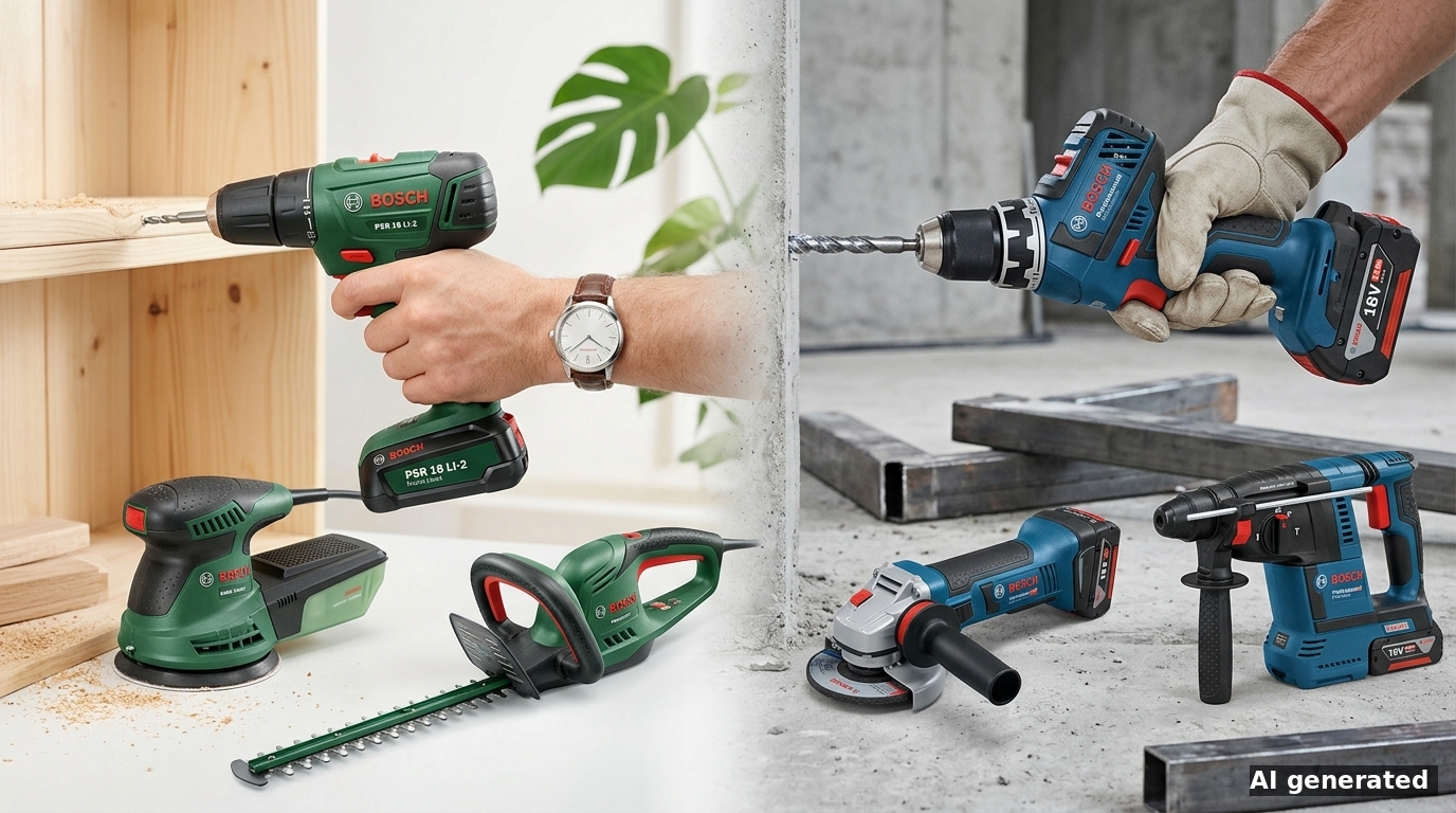 Bosch grün oder blau? Was der Farbunterschied wirklich bedeutet ; Dieses Bild wurde mit AI generiert